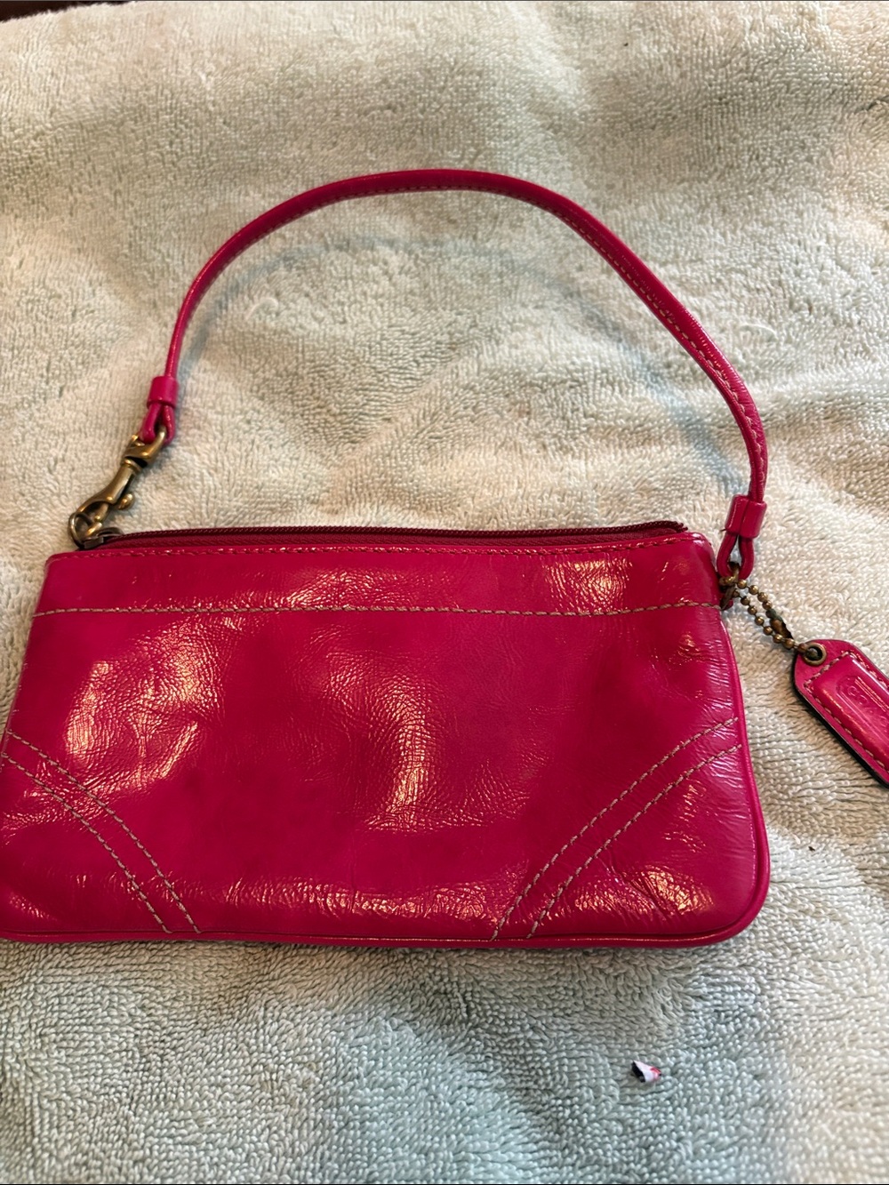 Coach Women's Pink Leather Wristlet Bag
